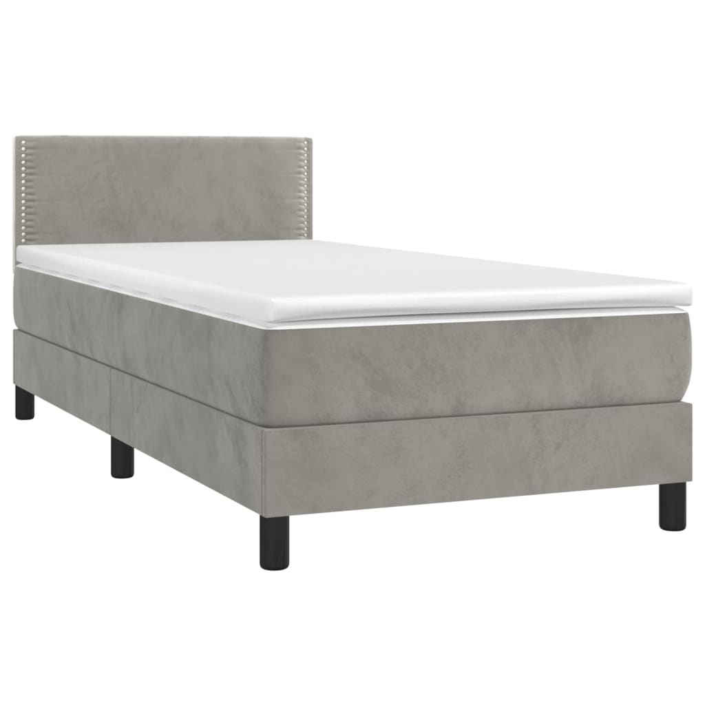 Boxspring met matras fluweel lichtgrijs 90x190 cm Bedden & bedframes | Creëer jouw Trendy Thuis | Gratis bezorgd & Retour | Trendy.nl