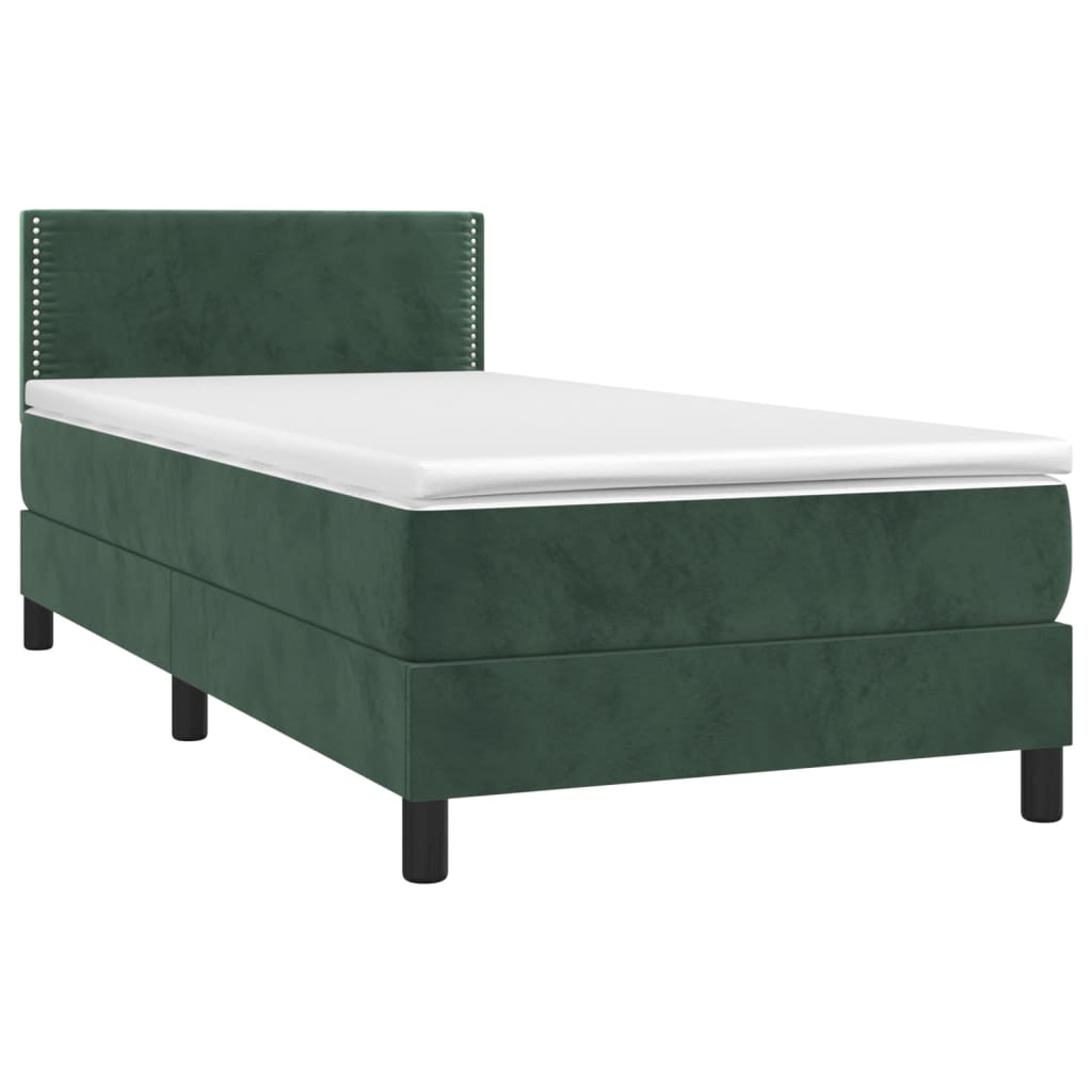 Boxspring met matras fluweel donkergroen 90x200 cm Bedden & bedframes | Creëer jouw Trendy Thuis | Gratis bezorgd & Retour | Trendy.nl