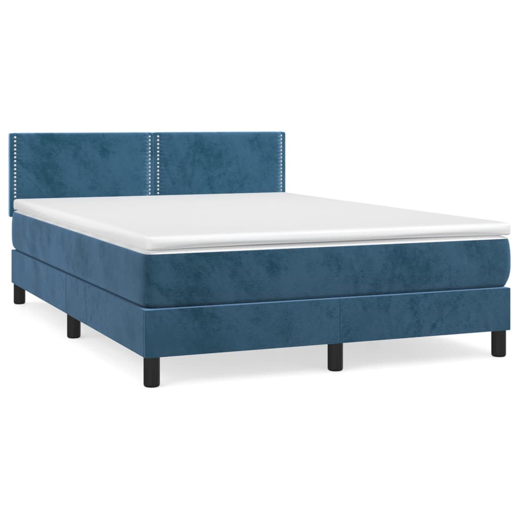 Boxspring met matras fluweel donkerblauw 140x190 cm Bedden & bedframes | Creëer jouw Trendy Thuis | Gratis bezorgd & Retour | Trendy.nl