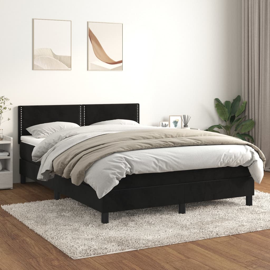 Boxspring met matras fluweel zwart 140x200 cm Bedden & bedframes | Creëer jouw Trendy Thuis | Gratis bezorgd & Retour | Trendy.nl