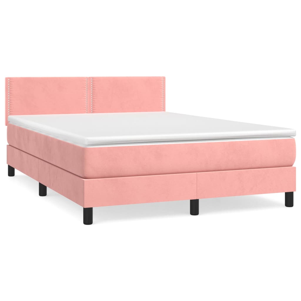 Boxspring met matras fluweel roze 140x200 cm Bedden & bedframes | Creëer jouw Trendy Thuis | Gratis bezorgd & Retour | Trendy.nl