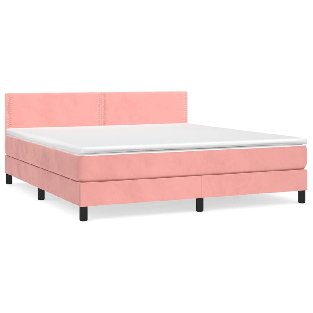 Boxspring met matras fluweel roze 160x200 cm Bedden & bedframes | Creëer jouw Trendy Thuis | Gratis bezorgd & Retour | Trendy.nl