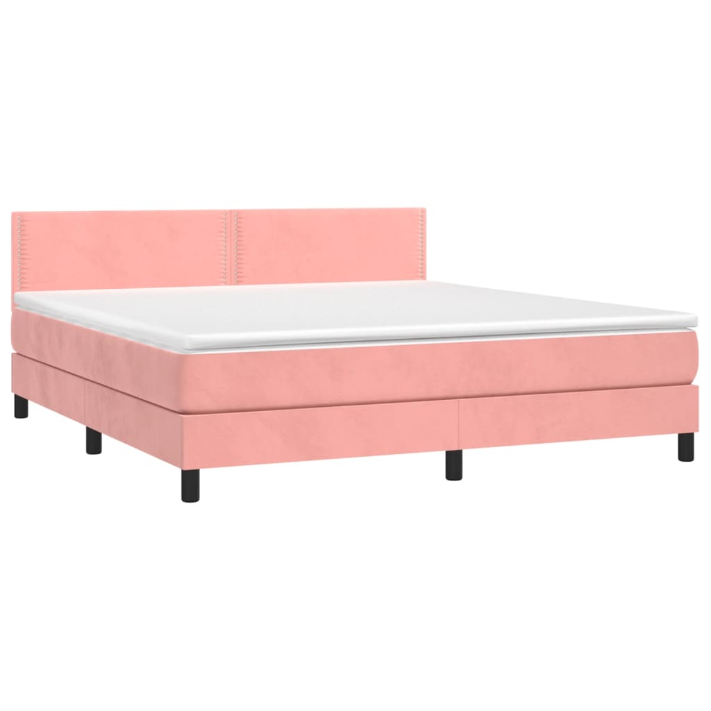 Boxspring met matras fluweel roze 160x200 cm Bedden & bedframes | Creëer jouw Trendy Thuis | Gratis bezorgd & Retour | Trendy.nl