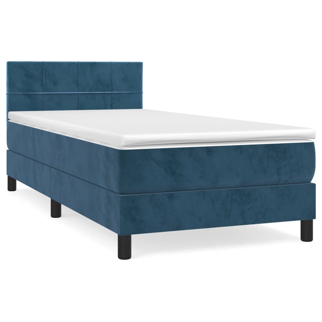 Boxspring met matras fluweel donkerblauw 80x200 cm Bedden & bedframes | Creëer jouw Trendy Thuis | Gratis bezorgd & Retour | Trendy.nl