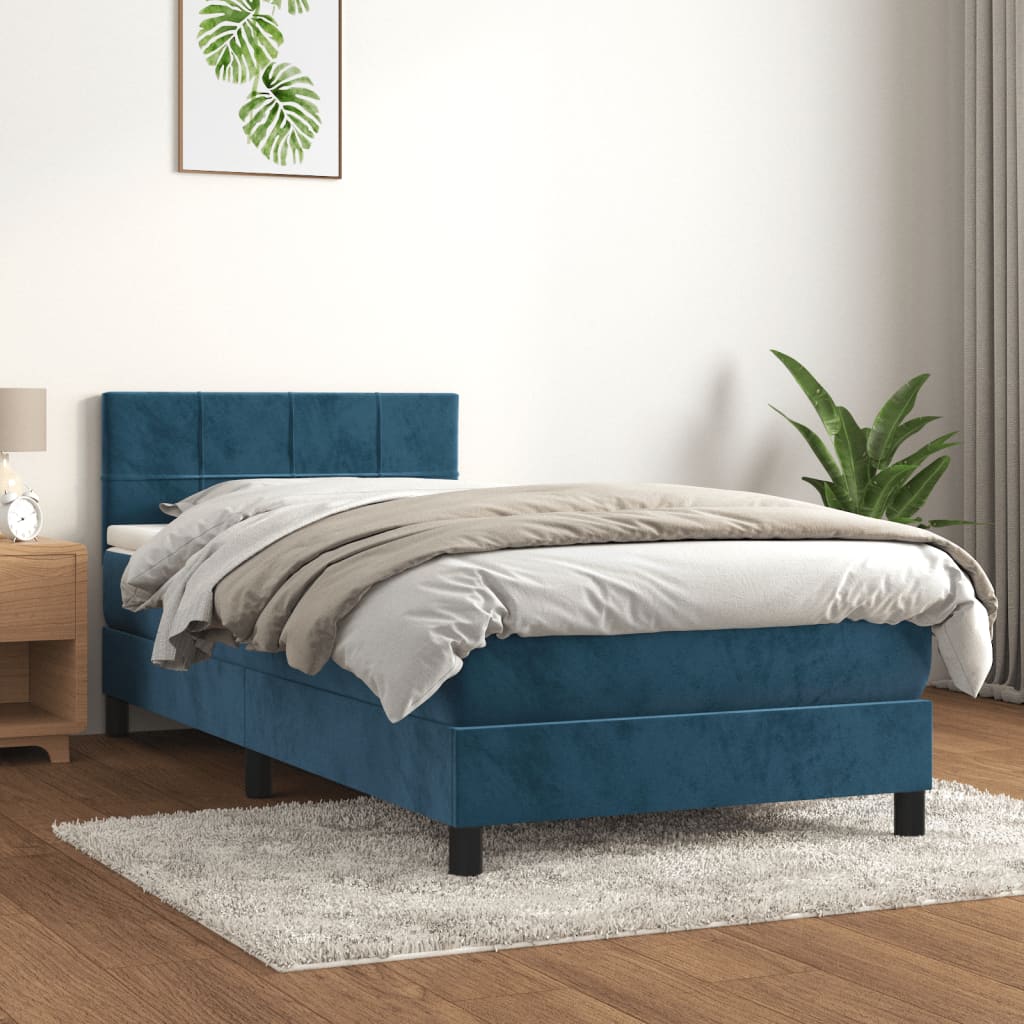 Boxspring met matras fluweel donkerblauw 80x200 cm Bedden & bedframes | Creëer jouw Trendy Thuis | Gratis bezorgd & Retour | Trendy.nl