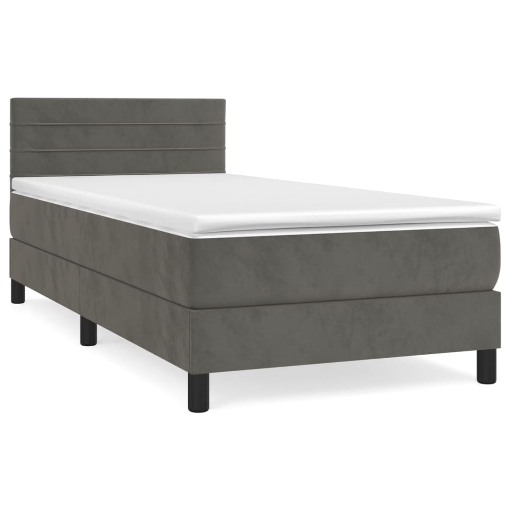 Boxspring met matras fluweel donkergrijs 80x200 cm Bedden & bedframes | Creëer jouw Trendy Thuis | Gratis bezorgd & Retour | Trendy.nl