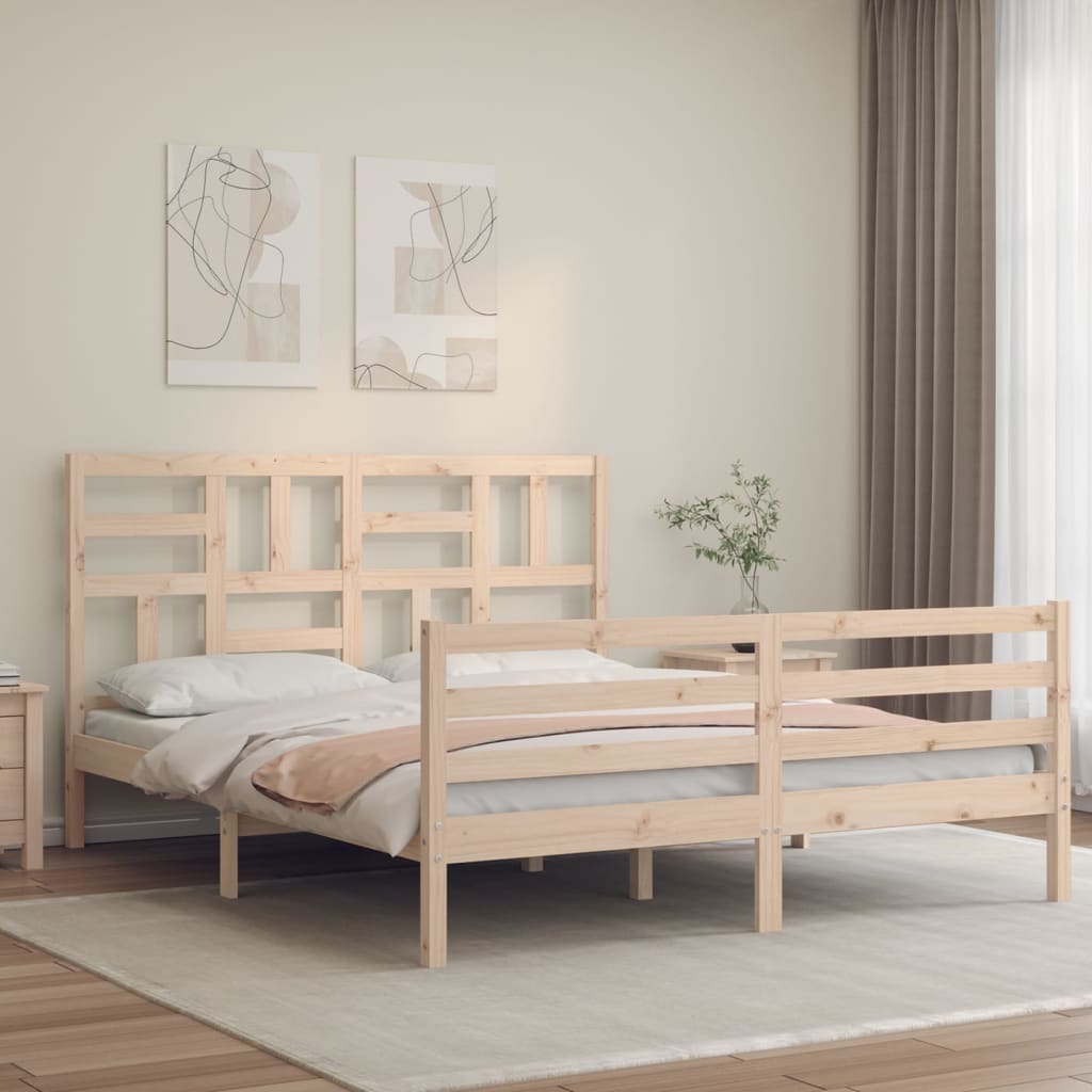 Bedframe met hoofdbord massief hout Bedden & bedframes | Creëer jouw Trendy Thuis | Gratis bezorgd & Retour | Trendy.nl