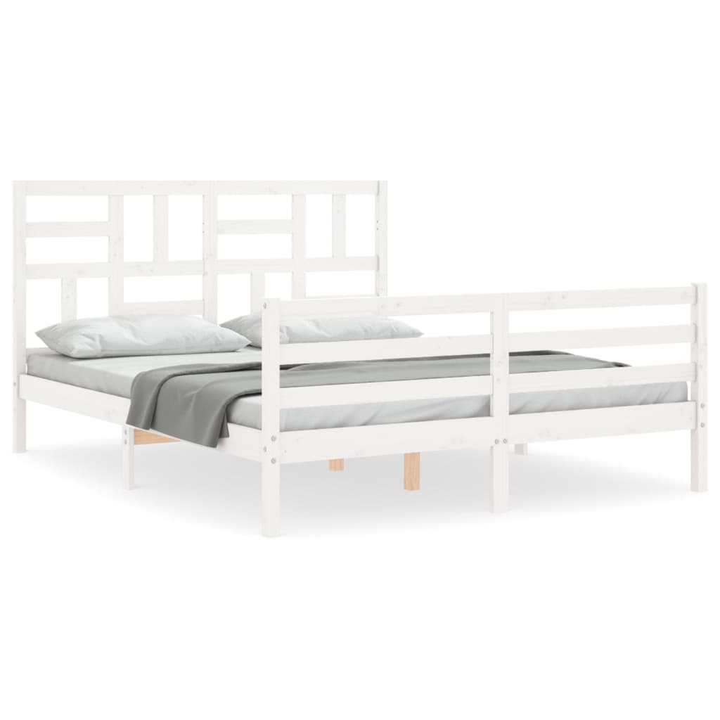 Bedframe met hoofdbord massief hout wit Bedden & bedframes | Creëer jouw Trendy Thuis | Gratis bezorgd & Retour | Trendy.nl