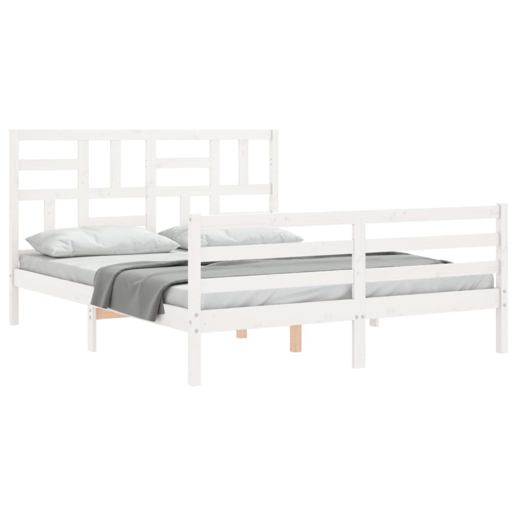 Bedframe met hoofdbord massief hout wit Bedden & bedframes | Creëer jouw Trendy Thuis | Gratis bezorgd & Retour | Trendy.nl