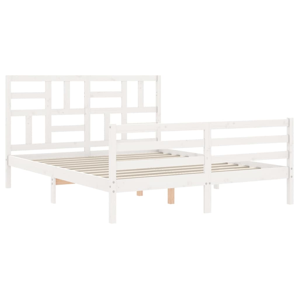 Bedframe met hoofdbord massief hout wit Bedden & bedframes | Creëer jouw Trendy Thuis | Gratis bezorgd & Retour | Trendy.nl