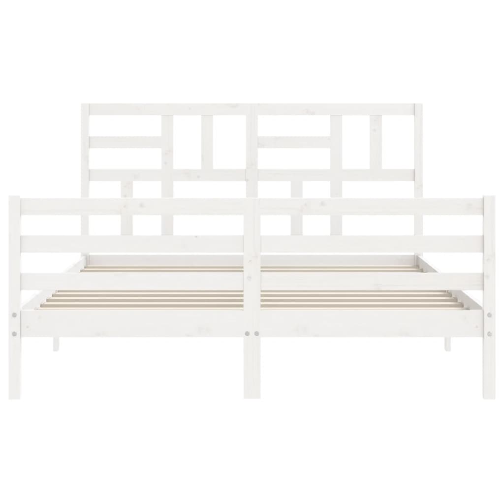 Bedframe met hoofdbord massief hout wit Bedden & bedframes | Creëer jouw Trendy Thuis | Gratis bezorgd & Retour | Trendy.nl