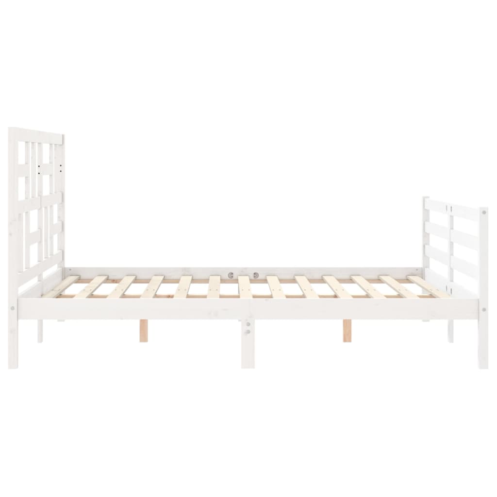 Bedframe met hoofdbord massief hout wit Bedden & bedframes | Creëer jouw Trendy Thuis | Gratis bezorgd & Retour | Trendy.nl