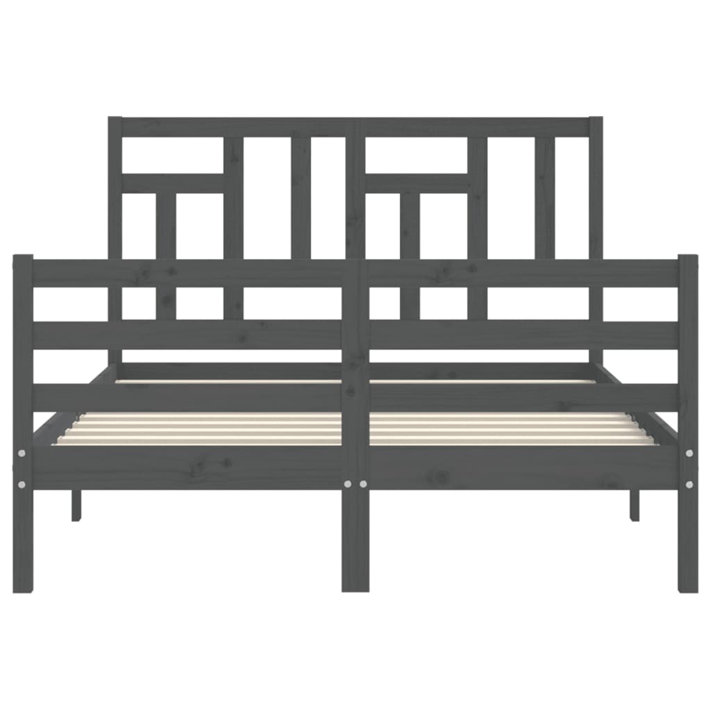 Bedframe met hoofdbord massief hout grijs 140x190 cm Bedden & bedframes | Creëer jouw Trendy Thuis | Gratis bezorgd & Retour | Trendy.nl