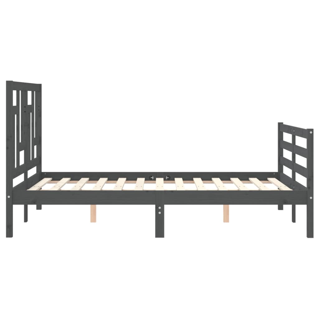 Bedframe met hoofdbord massief hout grijs 140x190 cm Bedden & bedframes | Creëer jouw Trendy Thuis | Gratis bezorgd & Retour | Trendy.nl