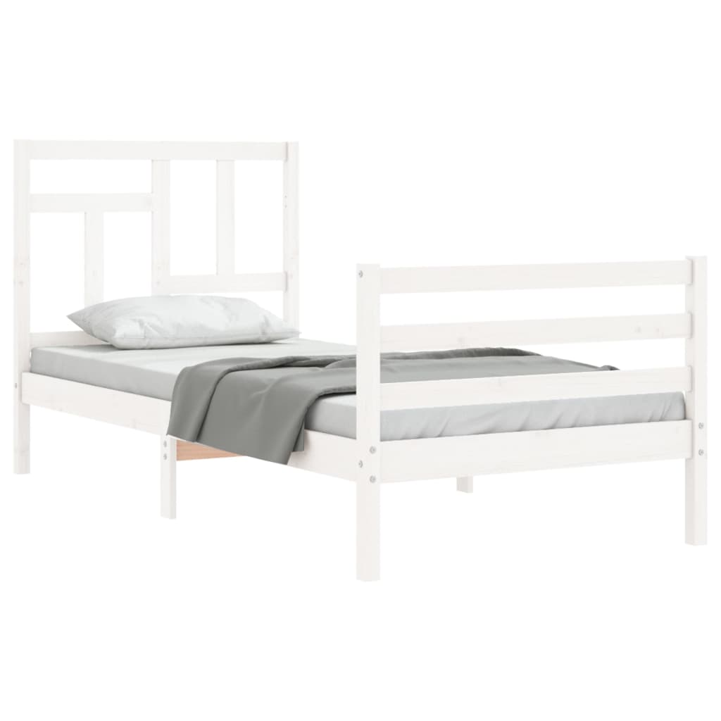 Bedframe met hoofdbord massief hout wit 90x200 cm Bedden & bedframes | Creëer jouw Trendy Thuis | Gratis bezorgd & Retour | Trendy.nl