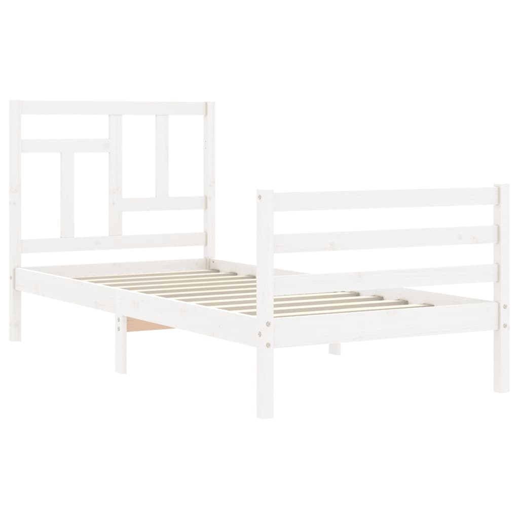 Bedframe met hoofdbord massief hout wit 90x200 cm Bedden & bedframes | Creëer jouw Trendy Thuis | Gratis bezorgd & Retour | Trendy.nl