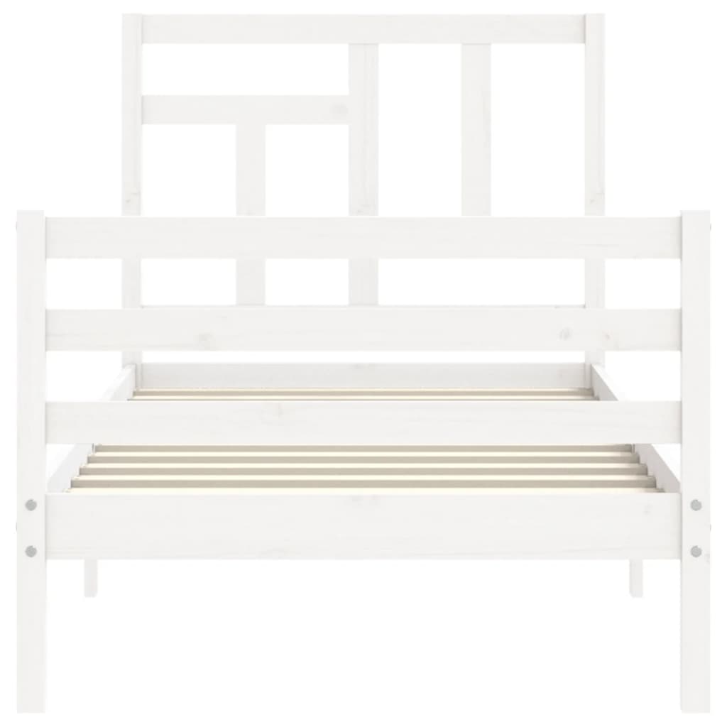 Bedframe met hoofdbord massief hout wit 90x200 cm Bedden & bedframes | Creëer jouw Trendy Thuis | Gratis bezorgd & Retour | Trendy.nl