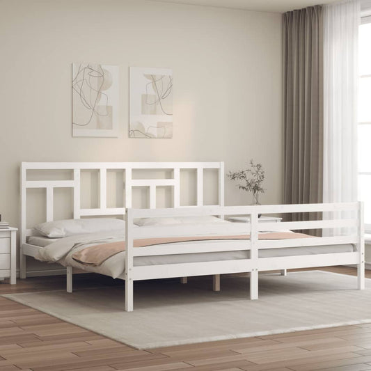 Bedframe met hoofdbord massief hout wit 200x200 cm Bedden & bedframes | Creëer jouw Trendy Thuis | Gratis bezorgd & Retour | Trendy.nl