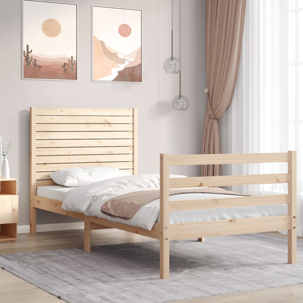 Bedframe met hoofdbord massief hout 100x200 cm Bedden & bedframes | Creëer jouw Trendy Thuis | Gratis bezorgd & Retour | Trendy.nl