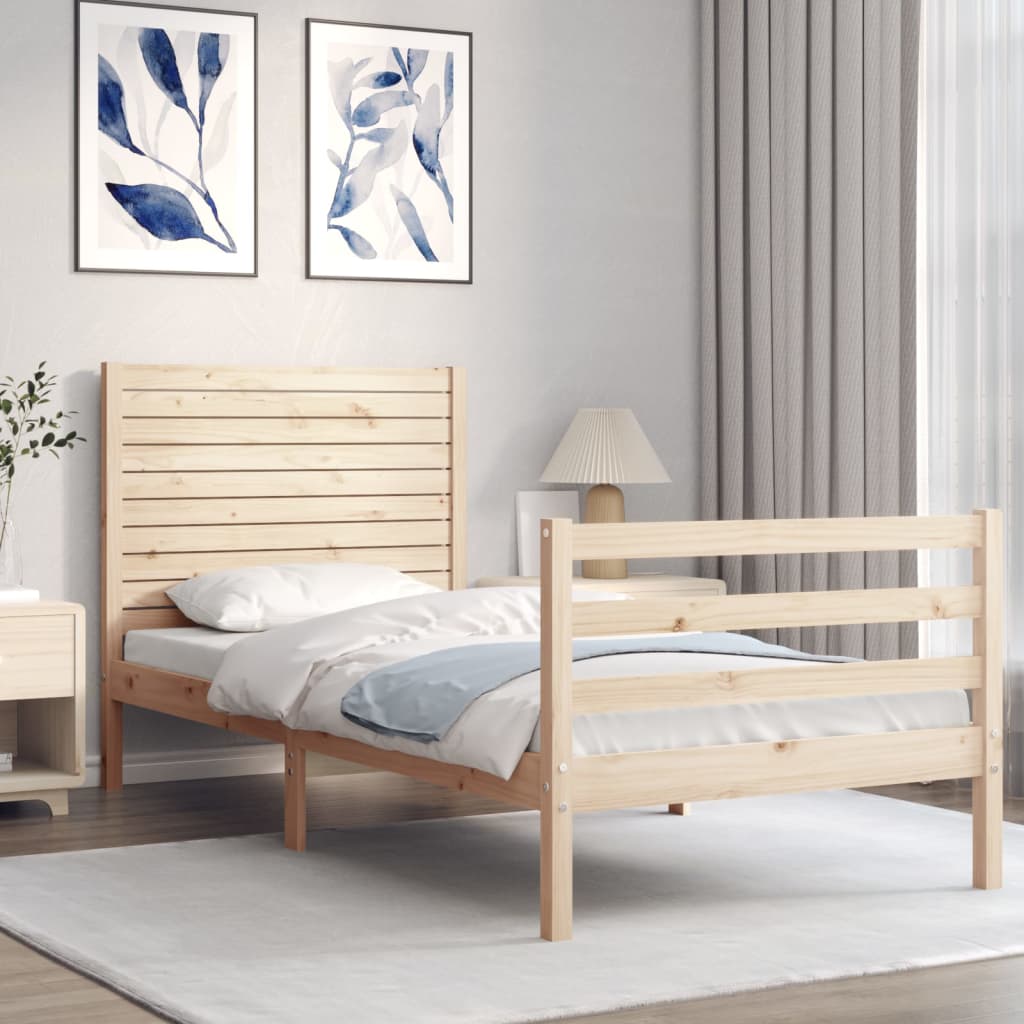 Bedframe met hoofdbord massief hout 100x200 cm Bedden & bedframes | Creëer jouw Trendy Thuis | Gratis bezorgd & Retour | Trendy.nl