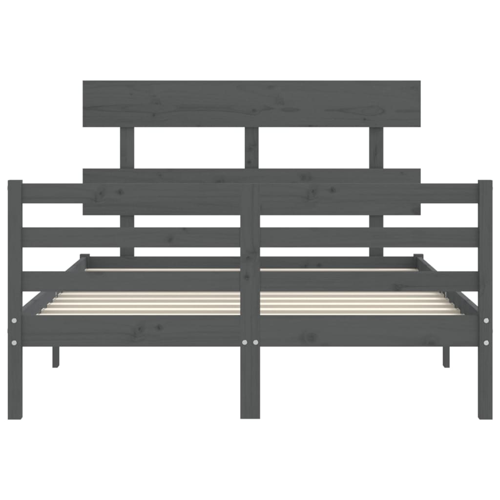 Bedframe met hoofdbord massief hout grijs Bedden & bedframes | Creëer jouw Trendy Thuis | Gratis bezorgd & Retour | Trendy.nl