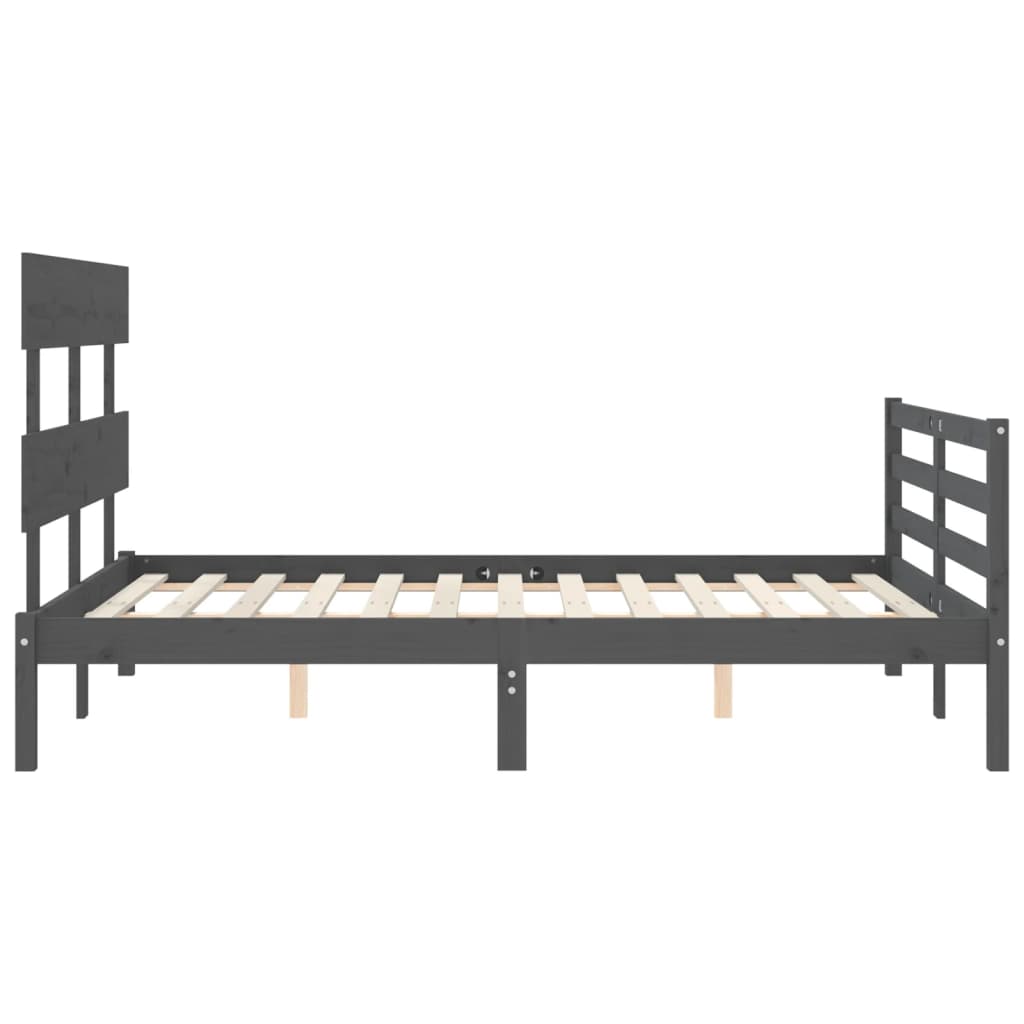 Bedframe met hoofdbord massief hout grijs Bedden & bedframes | Creëer jouw Trendy Thuis | Gratis bezorgd & Retour | Trendy.nl