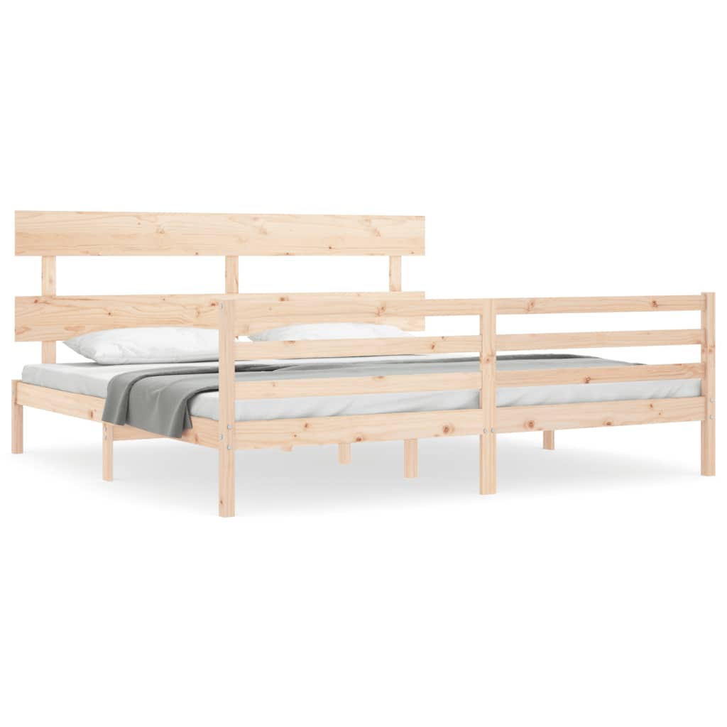 Bedframe met hoofdbord massief hout Bedden & bedframes | Creëer jouw Trendy Thuis | Gratis bezorgd & Retour | Trendy.nl