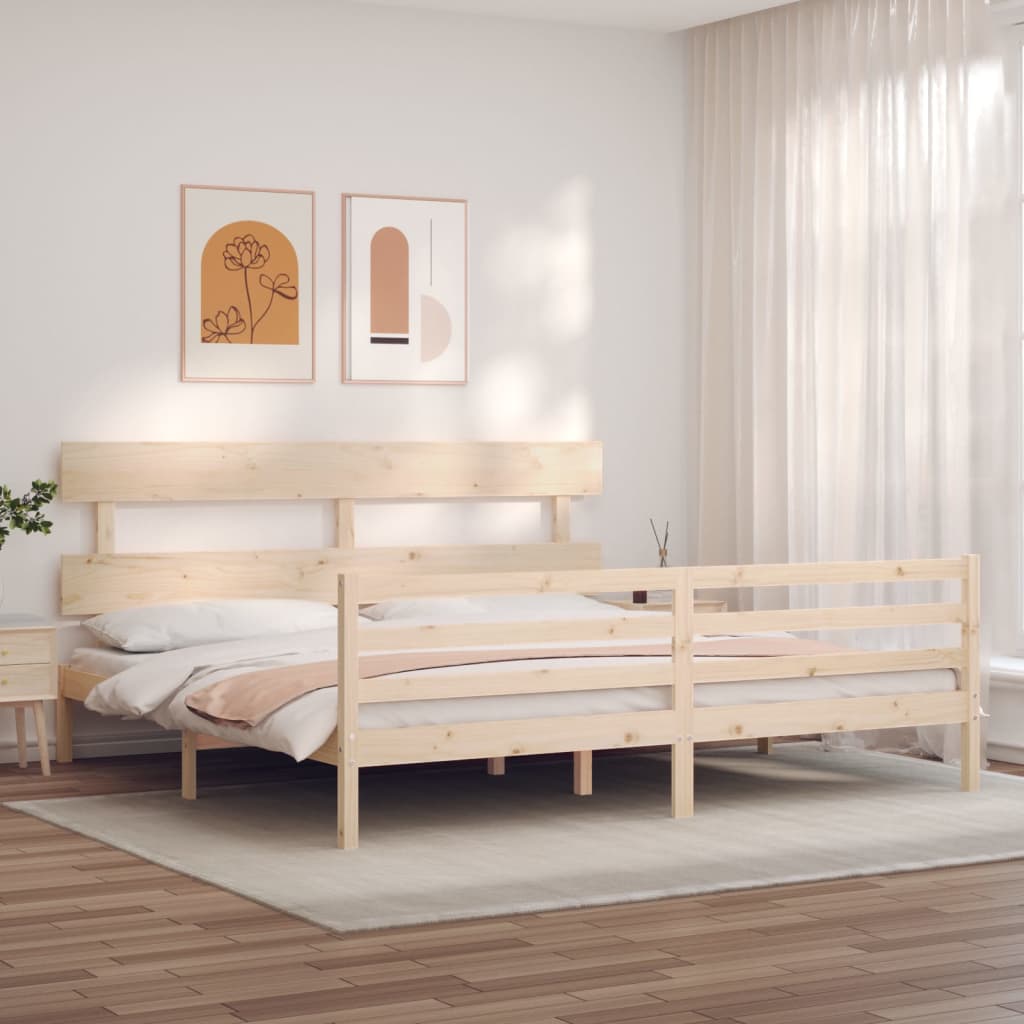 Bedframe met hoofdbord massief hout Bedden & bedframes | Creëer jouw Trendy Thuis | Gratis bezorgd & Retour | Trendy.nl