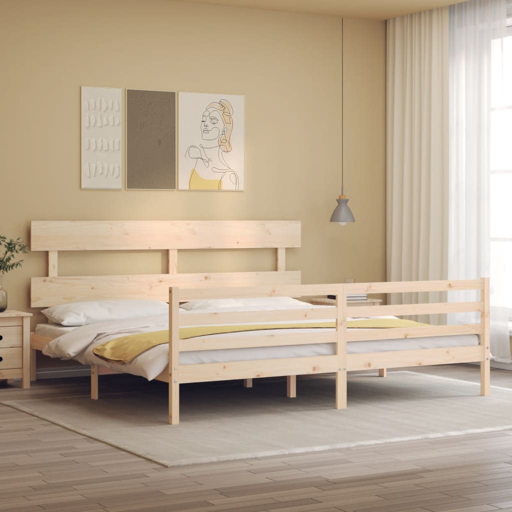 Bedframe met hoofdbord massief hout Bedden & bedframes | Creëer jouw Trendy Thuis | Gratis bezorgd & Retour | Trendy.nl