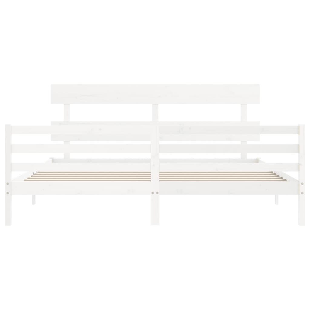 Bedframe met hoofdbord massief hout wit 200x200 cm Bedden & bedframes | Creëer jouw Trendy Thuis | Gratis bezorgd & Retour | Trendy.nl