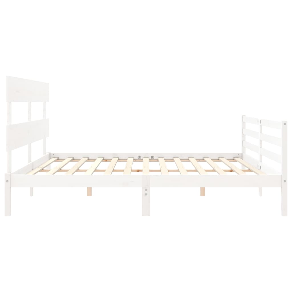 Bedframe met hoofdbord massief hout wit 200x200 cm Bedden & bedframes | Creëer jouw Trendy Thuis | Gratis bezorgd & Retour | Trendy.nl