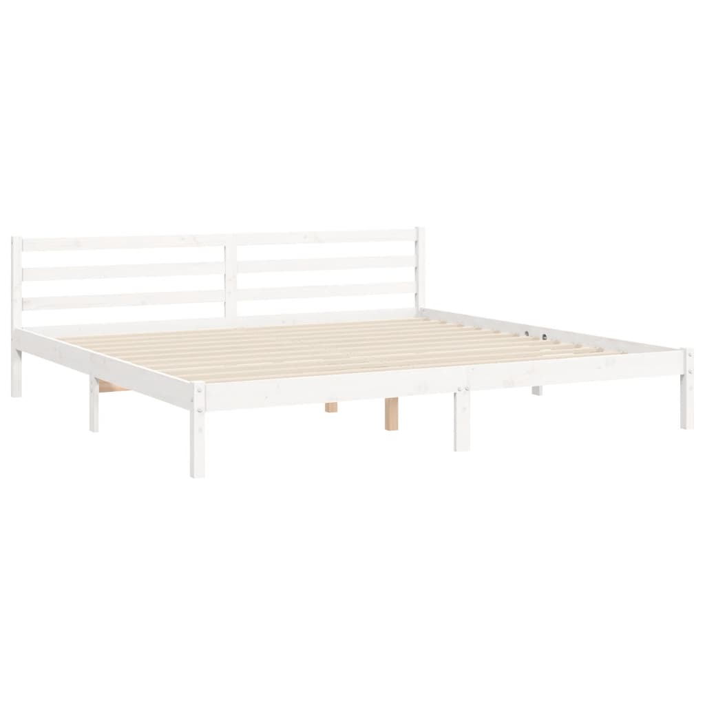 Bedframe met hoofdbord massief hout wit 200x200 cm Bedden & bedframes | Creëer jouw Trendy Thuis | Gratis bezorgd & Retour | Trendy.nl