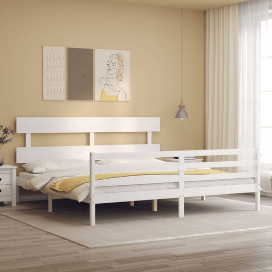 Bedframe met hoofdbord massief hout wit 200x200 cm Bedden & bedframes | Creëer jouw Trendy Thuis | Gratis bezorgd & Retour | Trendy.nl