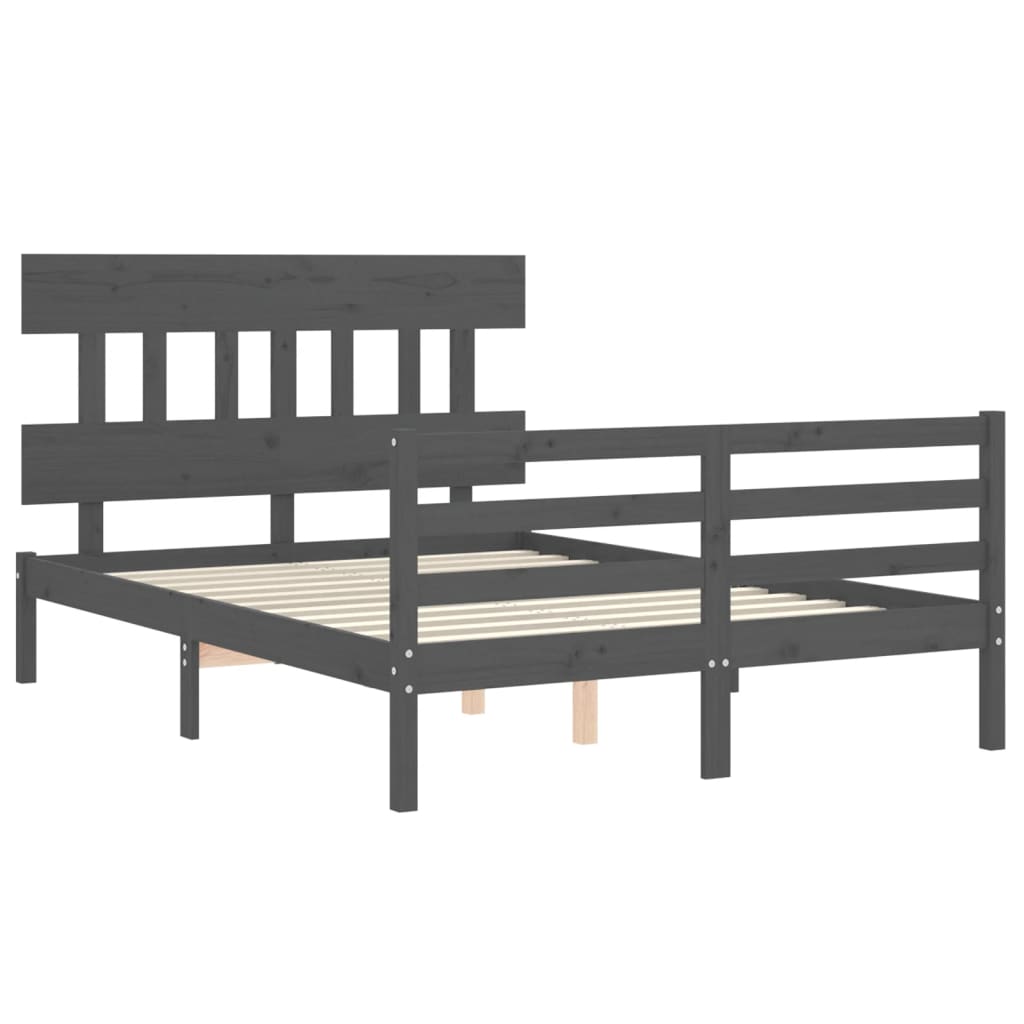 Bedframe met hoofdbord massief hout grijs Bedden & bedframes | Creëer jouw Trendy Thuis | Gratis bezorgd & Retour | Trendy.nl