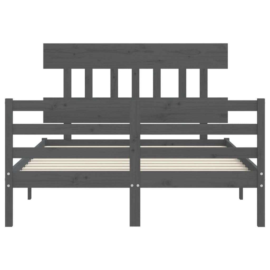 Bedframe met hoofdbord massief hout grijs Bedden & bedframes | Creëer jouw Trendy Thuis | Gratis bezorgd & Retour | Trendy.nl