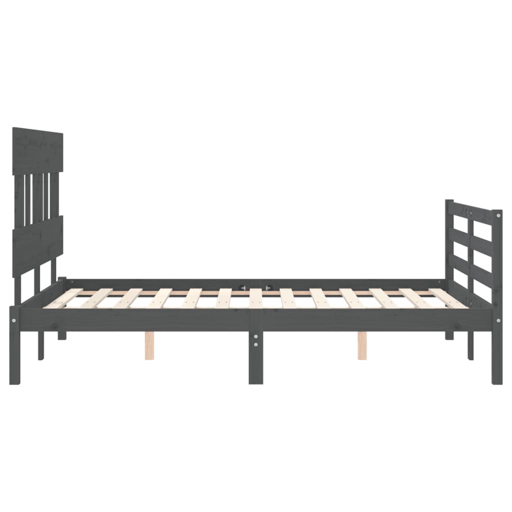 Bedframe met hoofdbord massief hout grijs Bedden & bedframes | Creëer jouw Trendy Thuis | Gratis bezorgd & Retour | Trendy.nl