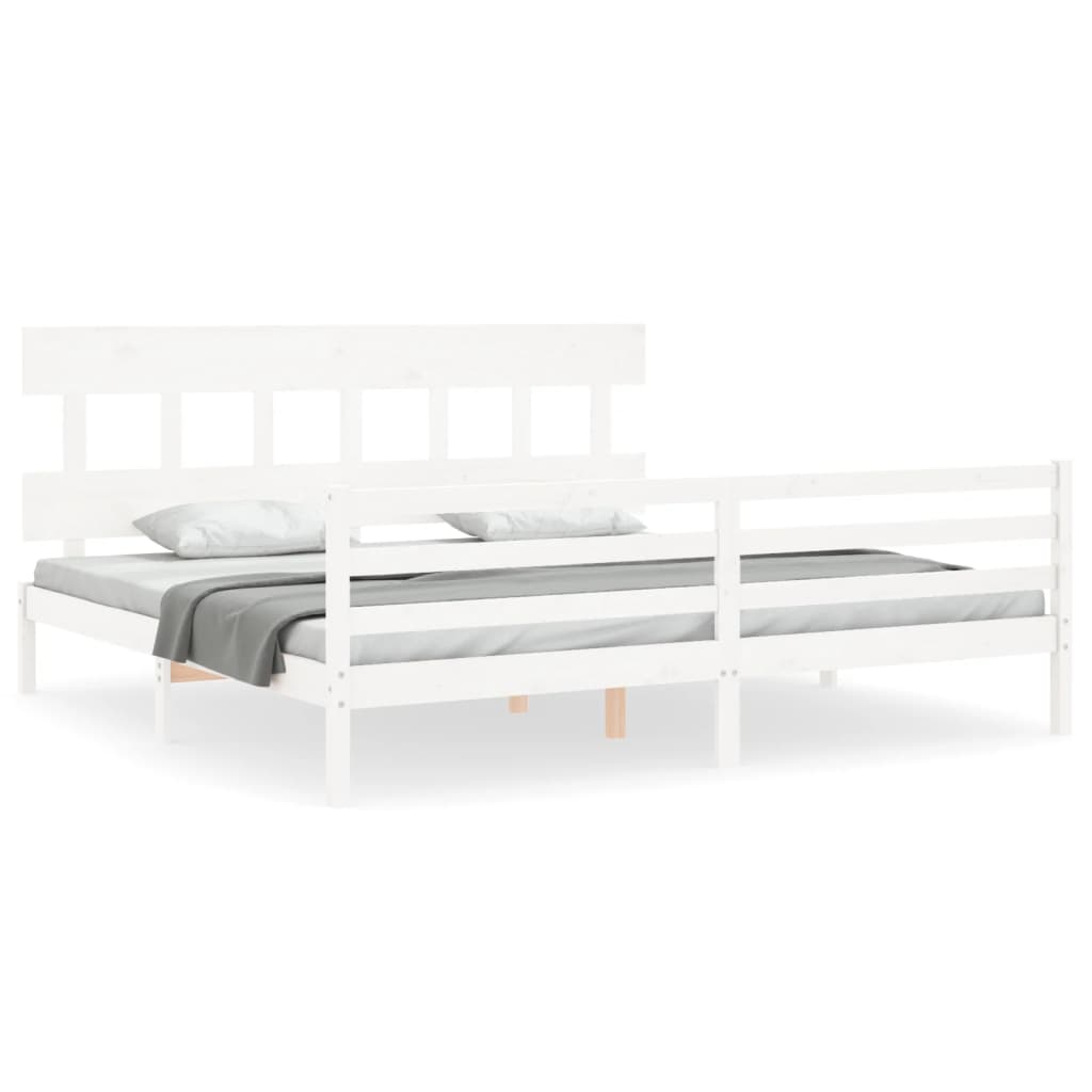 Bedframe met hoofdbord massief hout wit Bedden & bedframes | Creëer jouw Trendy Thuis | Gratis bezorgd & Retour | Trendy.nl