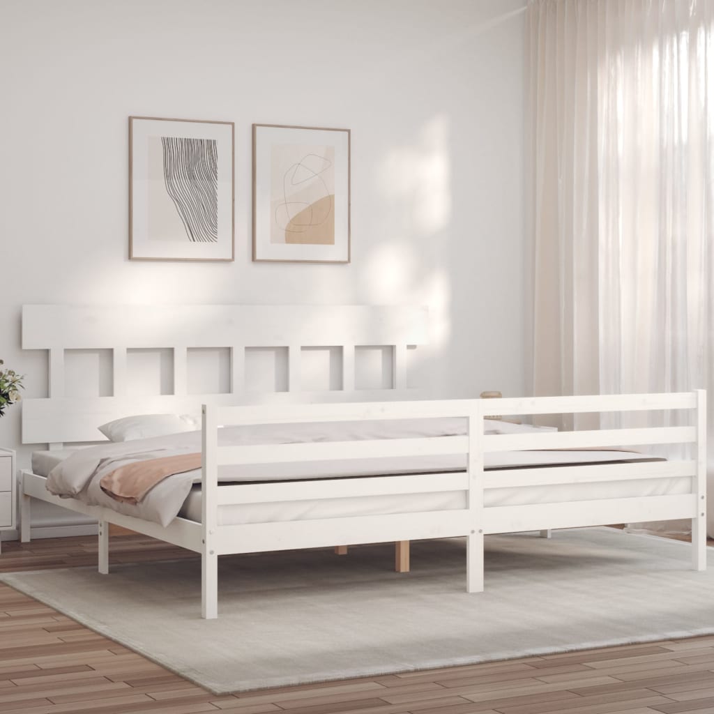 Bedframe met hoofdbord massief hout wit Bedden & bedframes | Creëer jouw Trendy Thuis | Gratis bezorgd & Retour | Trendy.nl