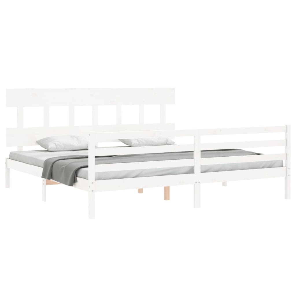 Bedframe met hoofdbord massief hout wit Bedden & bedframes | Creëer jouw Trendy Thuis | Gratis bezorgd & Retour | Trendy.nl