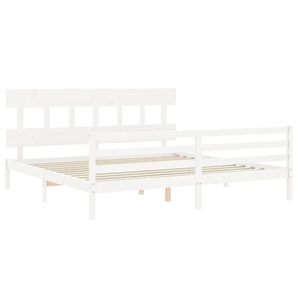 Bedframe met hoofdbord massief hout wit Bedden & bedframes | Creëer jouw Trendy Thuis | Gratis bezorgd & Retour | Trendy.nl