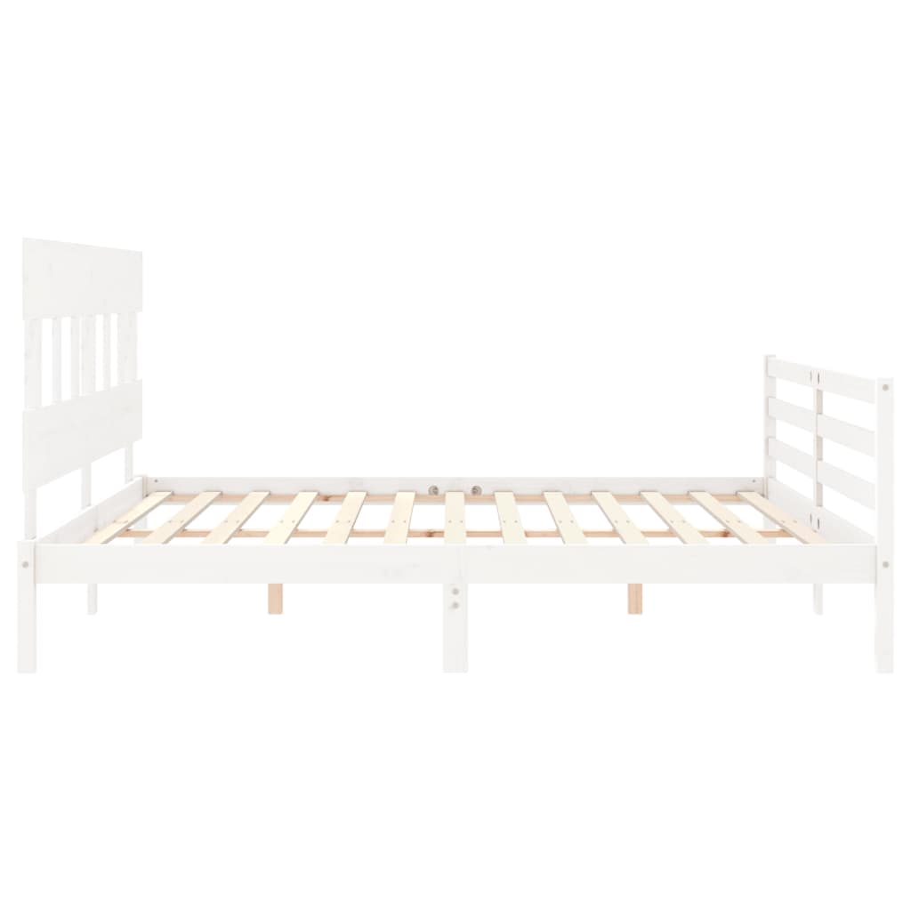 Bedframe met hoofdbord massief hout wit Bedden & bedframes | Creëer jouw Trendy Thuis | Gratis bezorgd & Retour | Trendy.nl