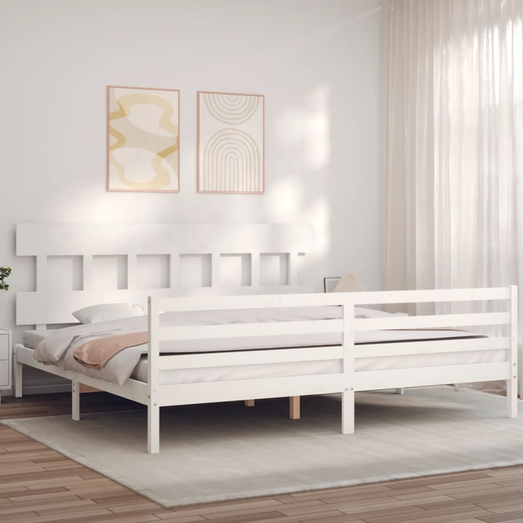 Bedframe met hoofdbord massief hout wit Bedden & bedframes | Creëer jouw Trendy Thuis | Gratis bezorgd & Retour | Trendy.nl