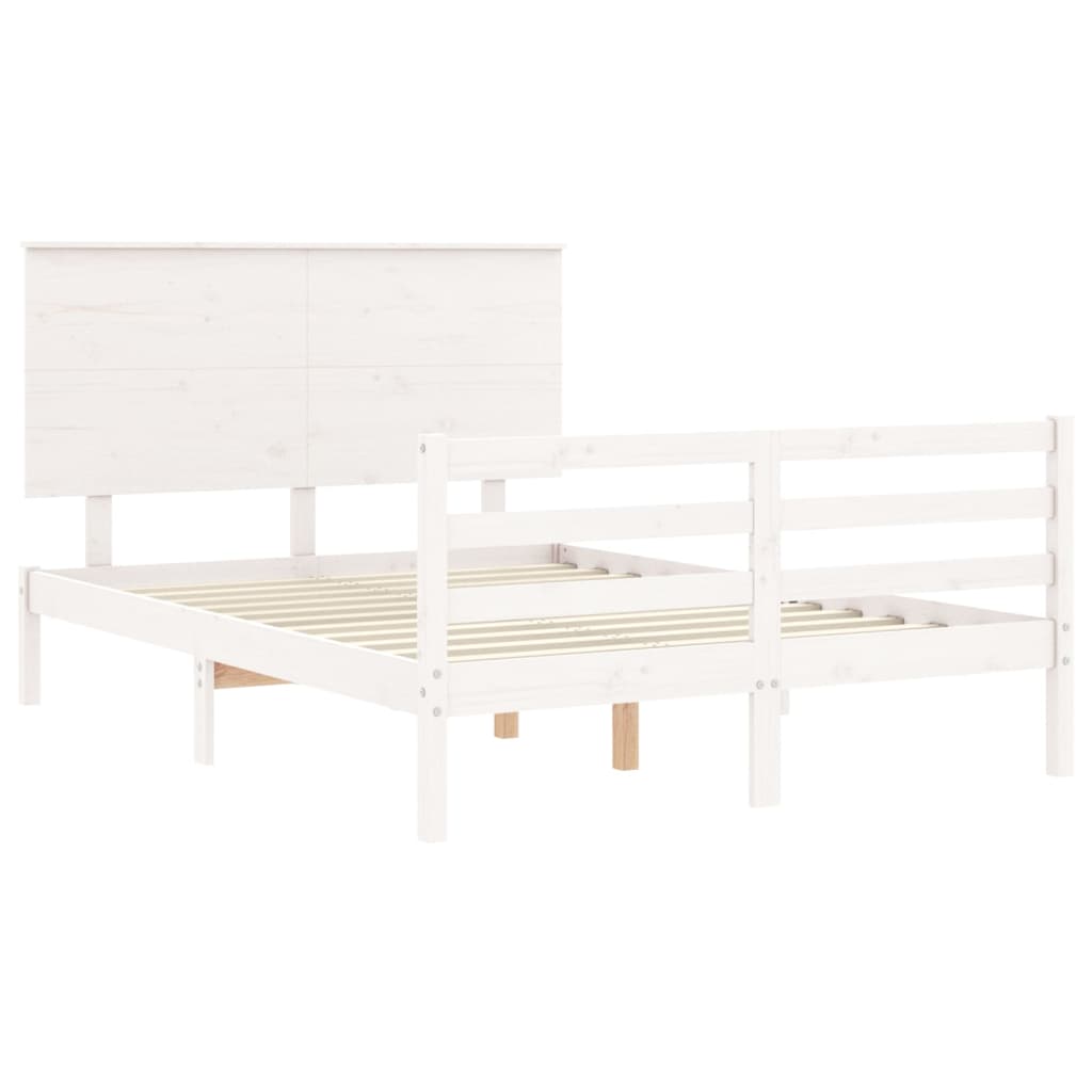 Bedframe met hoofdbord massief hout wit Bedden & bedframes | Creëer jouw Trendy Thuis | Gratis bezorgd & Retour | Trendy.nl