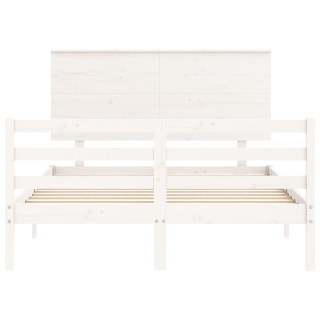 Bedframe met hoofdbord massief hout wit Bedden & bedframes | Creëer jouw Trendy Thuis | Gratis bezorgd & Retour | Trendy.nl