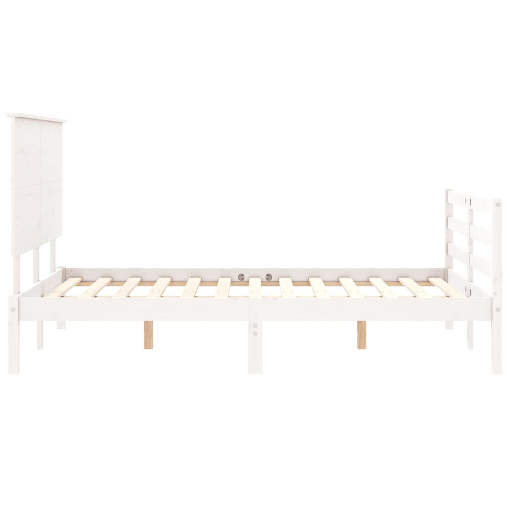 Bedframe met hoofdbord massief hout wit Bedden & bedframes | Creëer jouw Trendy Thuis | Gratis bezorgd & Retour | Trendy.nl