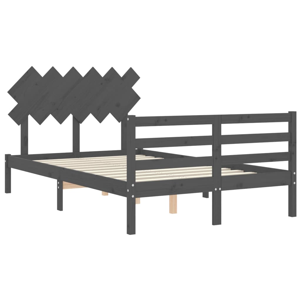 Bedframe met hoofdbord massief hout grijs Bedden & bedframes | Creëer jouw Trendy Thuis | Gratis bezorgd & Retour | Trendy.nl