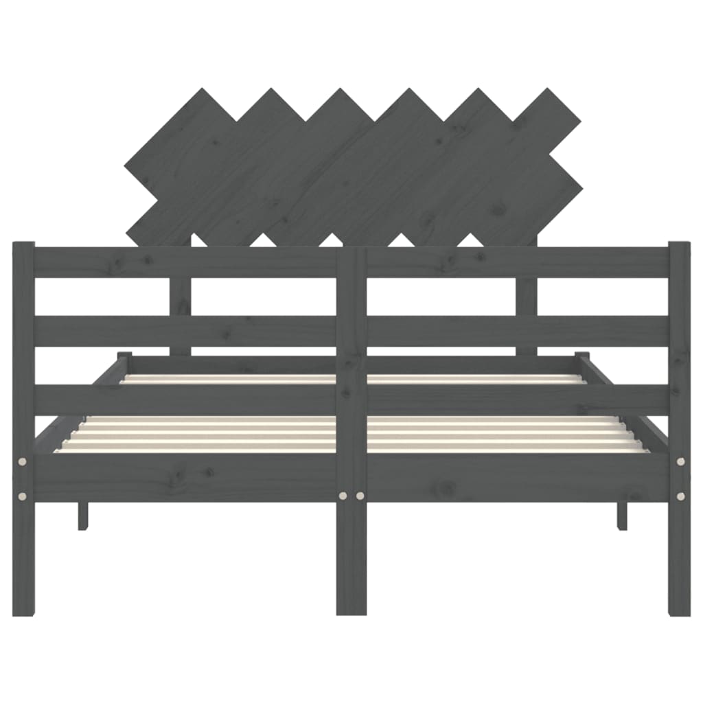 Bedframe met hoofdbord massief hout grijs Bedden & bedframes | Creëer jouw Trendy Thuis | Gratis bezorgd & Retour | Trendy.nl