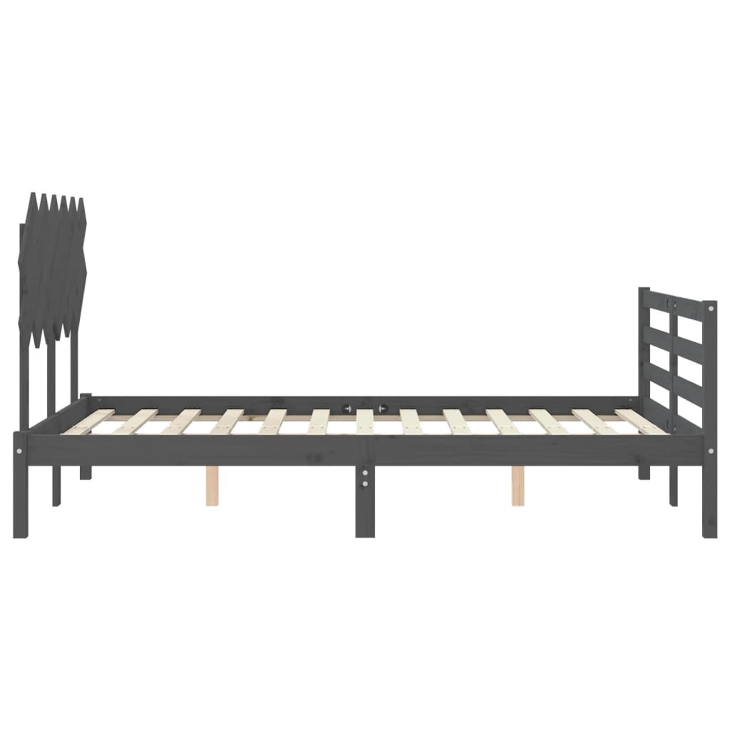 Bedframe met hoofdbord massief hout grijs Bedden & bedframes | Creëer jouw Trendy Thuis | Gratis bezorgd & Retour | Trendy.nl