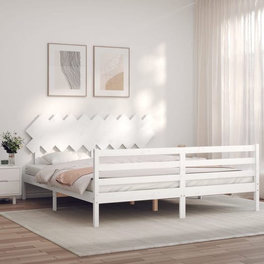 Bedframe met hoofdbord massief hout wit Bedden & bedframes | Creëer jouw Trendy Thuis | Gratis bezorgd & Retour | Trendy.nl