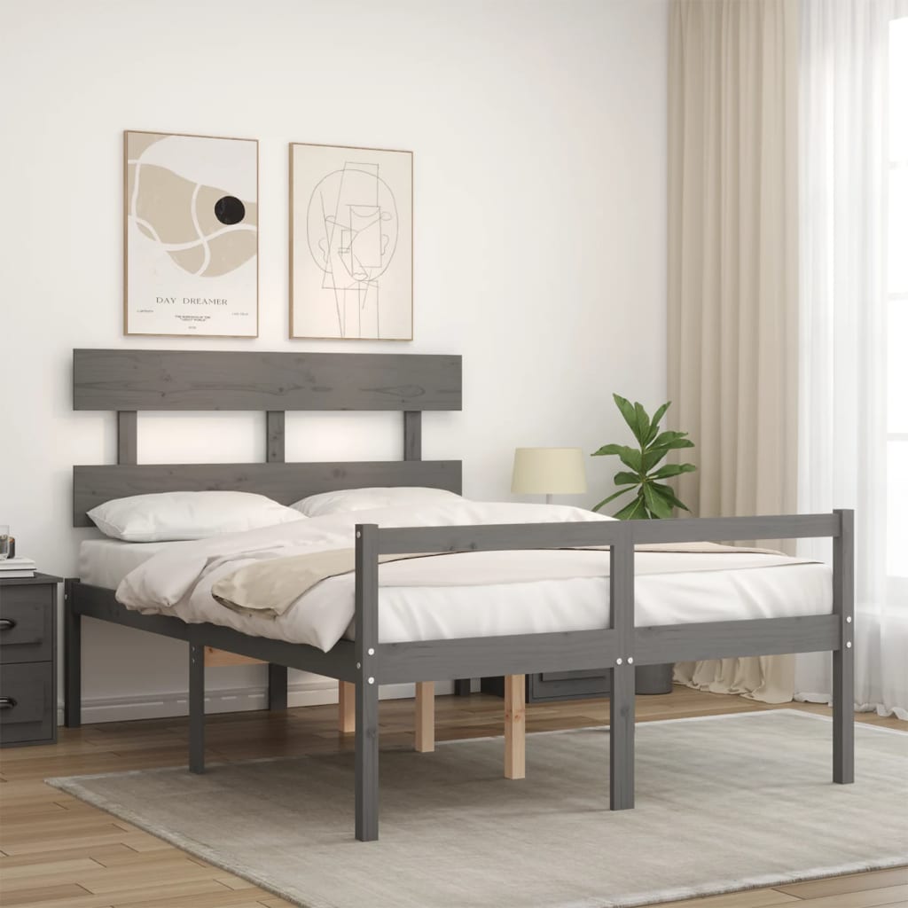 Seniorenbed met hoofdbord massief hout grijs Bedden & bedframes | Creëer jouw Trendy Thuis | Gratis bezorgd & Retour | Trendy.nl